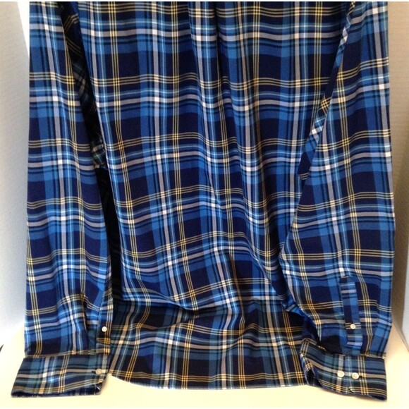 Lands End Shirt Men 4XL Tall Blue Plaid No Iron Twill Long Sleeve Button Up NEW - Picture 8 of 11